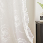 1 tk Nuani seeria prinditud lilleline lilleline romantiline l&auml;bipaistev t&uuml;llkardin koos voldiga magamistoa aknakaunistuseks W100cm x L130cm