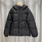 Talvine lahtise polsterdatud t&otilde;mblukuga &uuml;hev&auml;rviline jope kapuutsiga krae K&otilde;ik sobivad soe valge pardi sulemantel naistele M must