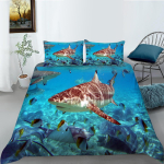 3D Underwater World Prinditud kodu voodipesukomplekt Ookeani loomateemaline teki- ja padjap&uuml;&uuml;riga voodipesukomplekt AU/EL/USA t&auml;issuuruses kodukaunistus Baby 100x135cm
