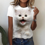 3D armsad kassi naiste T-s&auml;rgid Suvised moeprintidega Harajuku T-s&auml;rk l&uuml;hikeste varrukatega vabaaja Kawaii t&uuml;drukute T-s&auml;rgid, Unisex riided M