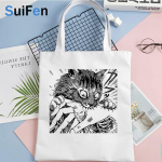 junji ito ostukott k&auml;ekott bolsa ostukott taaskasutuskott džuudist kott poekott n&ouml;&ouml;r kokkupandav bolsa compra sac tissu 24*26cm
