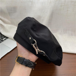 Lahedad metallist baretid naiste korea kevad- ja s&uuml;gissatiin &otilde;huke hingav maalim&uuml;ts Temperament Elegantne kaheksanurkne m&uuml;ts Beret Femme 56-58cm must