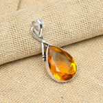 Mee Topaasi v&auml;&auml;riskivi 925 Sterling h&otilde;be k&auml;sitsi valmistatud ehteripats j&otilde;ulukingiks 1.96 Inches oranž
