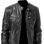 Moodne meeste nahktagi Slim Fit Stand krae PU mantel Meeste Tuulekindel Mootorratta rev&auml;&auml;r Diagonaalne T&otilde;mblukuga &Uuml;ler&otilde;ivad L black