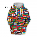 K&otilde;ikide maailma riikide lipud 3D-prinditud meeste kapuuts Harajuku moodne dressipluus Unisex vabaaja pullover T&auml;navar&otilde;ivad kapuutsiga M