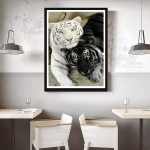 5D DIY teemantmaaling mustvalge tiigri ristpistes komplekt Mosaiik teemanttikandiga roos T&auml;is&uuml;mmargune/ruudukujuline puur Kodukaunistus Round 30x40cm