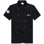 Uus k&ouml;&ouml;gikoka jakk Vormiriietus l&uuml;hikeste varrukatega kokar&otilde;ivad toitlustusteenused mantlid T&ouml;&ouml;riided L must