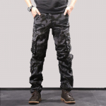 S&uuml;gisene meeste al Pants Puuvillased hingavad Multi Pocket Cargo P&uuml;ksid L must