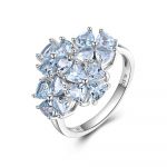 925 Sterling h&otilde;bedane naiste s&otilde;rmus naturaalne taevasinine topaas v&auml;&auml;riskivist peen Ehted lillede disain us ring size 7# sinine