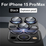 Metallist kaamera objektiivi kaitse karastatud klaas iPhone 15 Pro Max HD taga objektiivi kaitsekile iPhone 15 Plus jaoks iPhone 15 must