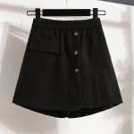 S&uuml;gistalvine naiste villasegu l&uuml;hikesed p&uuml;ksid Culottes naistele must kohv elastne v&ouml;&ouml;koht laia s&auml;&auml;rega l&uuml;hikesed p&uuml;ksid suures suuruses 3XL must