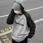 Lihtne puuvillane pikkade varrukatega hall T-s&auml;rk Harajuku Vintage Streetwear Oversize lahtine lapiga T-s&auml;rk Korea 2023. aasta s&uuml;gise tipp M hall