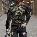 Uus Vintage Animal 3D Print Suvine O-kaelusega meeste T-s&auml;rk vabaaja pikkade varrukatega T-s&auml;rk Oversized Pullover Fashion Trend Meeste r&otilde;ivad L