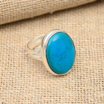 Tiibeti t&uuml;rkiissinine v&auml;&auml;riskiviga k&auml;sitsi valmistatud massiivne 925 sterlingh&otilde;bedast s&otilde;rmus ehted 8.5 sinine