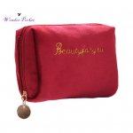 Mugav naiste kosmeetikakott, tikitud naiste s&auml;ilituskosmeetika veinipunane v&auml;rv