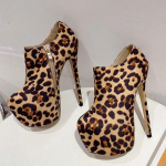 Eilyken Fashion Leopard platvorm ANKLE Saapad Naiste &otilde;hukesed kontsad Talvised k&otilde;rged kontsad T&otilde;mblukuga Naiste kingad Botas Muje 40 leopardimustriline v&auml;rv