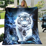 Tiger Animal Tr&uuml;kitud &uuml;lisuur manta diivanvoodi kate pehme ja karvane tekk pleed Pehme soe flanell Visttekid Kontorikingitused 125x150cm 50x60inch