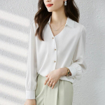 Mood Allaneelatud krae Sifonist pluus Naiste kontorin&ouml;&ouml;biga naiste s&auml;rgid pikkade varrukatega naiste topid Elegantsed riided 29978 S valge