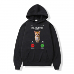 S&uuml;gistalvine unisex kapuutsiga El Gato helistab meemile kurva nutva kassi printimiseks naiste pullover T&auml;navar&otilde;ivad Unisex kapuuts y2k riided 2XL