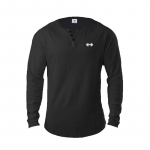 Talvine vabaaja spordiala, pikkade varrukatega meeste V-kaelusega Fitness-T-s&auml;rk Noorte kena M must