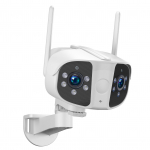 Kahe objektiiviga turvakaamera 1080P binokulaarne kaamera juhtmevaba WiFi v&auml;listingimustes sisekaamera 180 kraadi valge