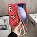 PU-nahast Love Pearl k&auml;ev&otilde;ru rihma&uuml;mbris Samsung Galaxy Z Fold 3 4 5 Flip 3 4 5 Cover Z Fold 5 4 3 Vold5 Vold4 Vold3 Case Samsung Z flip 5 punane