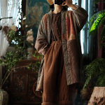 Johnature naiste vintage Patchwork v&auml;rvilised talveparkid lahtised pikkade varrukatega soojad mantlid, linane pluss puuvillane naiste pikad pargid One Size mitmev&auml;rviline