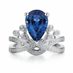 LUXY MOON 2020 moodne valge safiirist kroons&otilde;rmus printsessi kihlatud pruudi pulmaehted Number 6 sinine