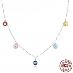 Autentne 925 Sterling h&otilde;be v&auml;rviline Guardian Eye kaelakee Mitme kuradi silmadega kaelakett naistele peened ehted