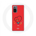 Coque pour Xiaomi Redmi Note 10 Pro Bangtan Gar&ccedil;ons BT21 TATA V Fond Rouge