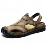 Suvised Meeste Nahast sandaalid Vaba aeg Suvejalatsid Meeste Rannajalatsid Mugavad Meeste Kingad V&auml;listingimustes Meeste Rooma sandaalid Flip Flops Sussid L&uuml;kandid 40 khaki