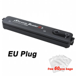 220 V/110 V toiduainete vaakumsulgur, tasuta 10 vaakumkotti, plastmassist pitser majapidamises kasutatavate v&auml;ikeste toiduainete pakendamise automaatne tihendaja EU plug - 60PCS bags