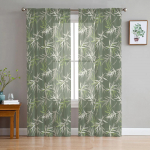 Bambusest hiina stiilis magamistoa l&auml;bipaistvad l&auml;bipaistvad kardinad p&uuml;hadekaunistused aken Voile t&uuml;llkardin 135W x 114H(cm)