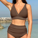 Naiste ujumisriided, 2-osaline k&otilde;rge v&ouml;&ouml;kohaga polsterdatud bikiinid Push Up bikiinikomplektid, kaheosalised V-kaelusega ujumiskost&uuml;&uuml;mid XL