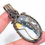 Natural Malinga Jasper Gemstone Handmade Copper Wire Wrap Pendant 2.80 h7n11