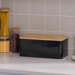 Metallist leivakast, hoiukonteiner, &otilde;hukindel talumajakast k&uuml;psiste jaoks Kodune t&ouml;&ouml;laud