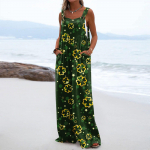 Laia s&auml;&auml;rega naiste kombinesoonid, vabad varrukateta kombinesoonid St. Patricku p&auml;eva prinditud n&ouml;&ouml;biga taskutega pikad p&uuml;ksid L