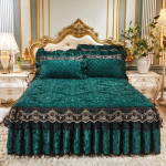 S&uuml;gis- ja talvine sametpitsist voodiseelik Paks tepitud Euroopa voodikate neljaosaline madrats, libisemiskindel kaitsekate voodipesu 200*220cm 3pcs