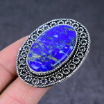 Natural Lapis Lazuli Gemstone Handmade 925 Sterling Silver Ring Size 5.5 d4d74