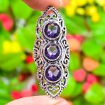 Natural Amethyst Gemstone Handmade 925 Sterling Silver Ring Size 6.5 h9d13