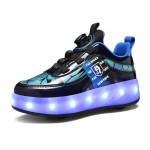 30-40 Laste neljaratta laadimisega USB-k&otilde;nnijalatsid LED-tuled poistele ja t&uuml;drukutele Rulluisutamisspordijalatsid T&uuml;drukute uisud 37 sinine