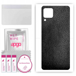 apgo Protective Skin Sticker for the back compatible with Realme C15 Qualcomm Edition, Wrap Film, Foil, Vinyl - Pattern Black Leather