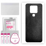 apgo Protective Skin Sticker for the back compatible with Tecno Camon 16, Wrap Film, Foil, Vinyl - Pattern Black Leather