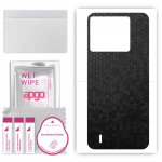 apgo Protective Skin Sticker for the back compatible with Tecno Pop 6, Wrap Film, Foil, Vinyl - Pattern Black Honeycomb
