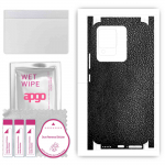 apgo Protective Skin Sticker for the back+sides compatible with Vivo V25 5G, Full Wrap Film, Foil, Vinyl - Pattern Black Leather