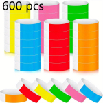 600 tk Paberist randmepaelad Neoon randmepaelad Veekindlad k&auml;epaelad &uuml;rituste jaoks Kerged kontsertk&auml;epaelad Neoonv&auml;rvilised kleepuvad randmepaelad peo jaoks 600pcs mitmev&auml;rviline