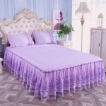 Voodipesu Voodi seelik Printsessi Korea stiilis Printsessi lilla pitsiga voodi seelik, 1 paar padjap&uuml;&uuml;r Kolmeosaline voodikate Twin voodikatted Only 2pcs Pillowcase