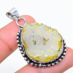 Natural Yellow Solar Quartz Gemstone 925 Sterling Silver Pendant 1.81 w7i73