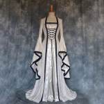 Kleit naistele Halloweeni kost&uuml;&uuml;mid Piraatkleit Reguleeritav pits Iiri retro kleit, pikk kleit XXXL beež