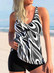 2024. aasta uus suvine naiste tavaline Tankini rannakomplekt Monokini ujumisriided ujumisriided, kaheosalised ujumisriided, moeprint Tankin S must
